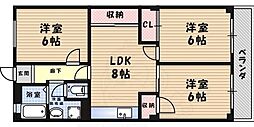 南武庫之荘マンショングラッドデイ 3LDKの間取図画像
