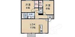 サンハイム常吉 2LDKの間取図画像