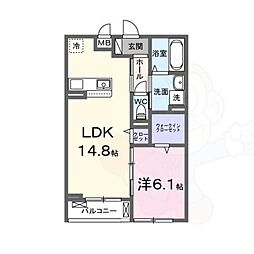 リヴァーサイドヴィラ 1LDKの間取図画像