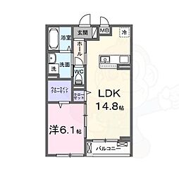 リヴァーサイドヴィラ 1LDKの間取図画像