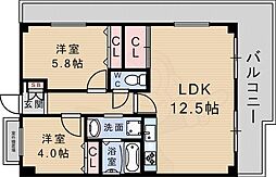 フォレステージュ武庫之荘 2LDKの間取図画像