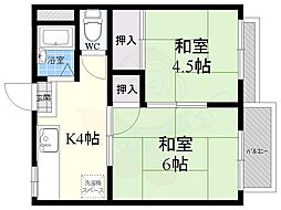 小林ハイツ 2Kの間取図画像