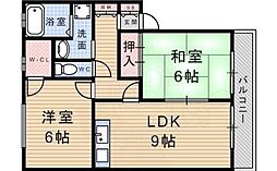 エトワール野間 2LDKの間取図画像