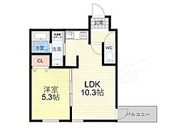 フジパレス武庫之荘南 1LDKの間取図画像