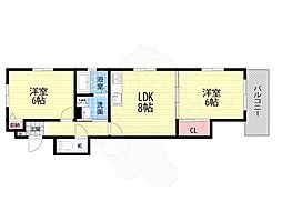 ロアール武庫之荘 2LDKの間取図画像