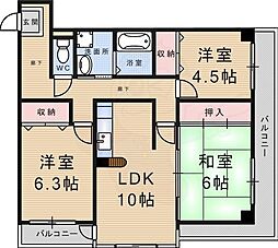 ケイジェイ・レジデンス南武庫之荘 3LDKの間取図画像
