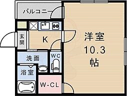 フジパレス立花町2番館 1Kの間取図画像