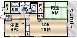第二武庫之荘ハイム 2LDKの間取図画像