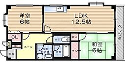 パティオ武庫之荘 2LDKの間取図画像