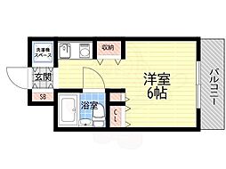 パシフィック南武庫之荘 1Kの間取図画像