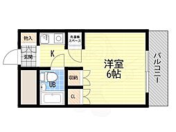 ハッピーコート塚口駅前 ワンルームの間取図画像