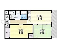メゾン甲子園トキワ 2DKの間取図画像