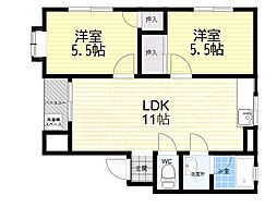 アーバン大西 2LDKの間取図画像