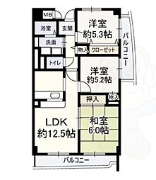 フローラルコート橘 3LDKの間取図画像