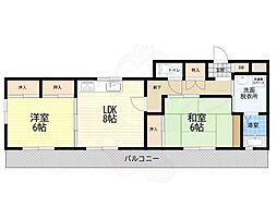 エクシード塚口 2LDKの間取図画像