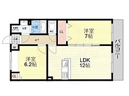 ボヌール武庫 2LDKの間取図画像