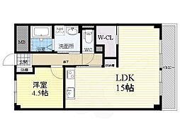 西興第二マンション 1LDKの間取図画像