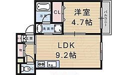 バロンガーデン武庫之荘 1LDKの間取図画像