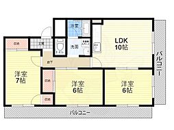 アビタ・コア1棟 3LDKの間取図画像