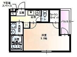 フジパレス立花町二丁目1番館 1Kの間取図画像