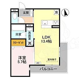 尼崎市南武庫之荘3丁目アパート 1LDKの間取図画像