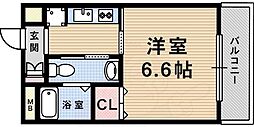 SWISS立花 1Kの間取図画像