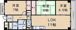 プロスペール武庫之荘 3LDKの間取図画像