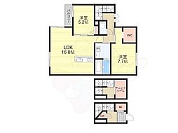 アレスハイム武庫之荘 2SLDKの間取図画像