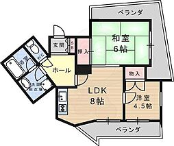 武庫之荘ジェメッリ 2LDKの間取図画像