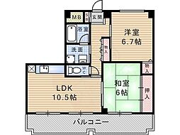 ラポール武庫之荘 2LDKの間取図画像
