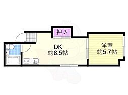 クリエイト野里ビル 1DKの間取図画像