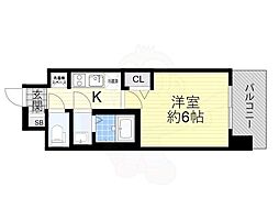 アドバンス大阪ビヤン 6階1Kの間取り