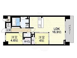スプランディッド大阪NAMBA LINE 2LDKの間取図画像