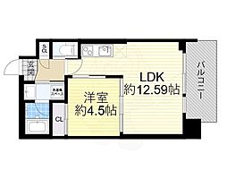 プレジオ塚本ASIAN 1LDKの間取図画像