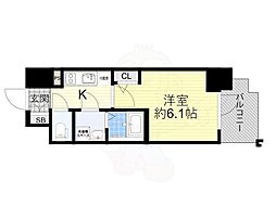 エスリード大阪プライムゲート 1Kの間取図画像