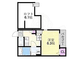 ハーモニーテラス姫里 1Kの間取図画像