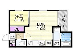 R-SMART姫島駅 1LDKの間取図画像