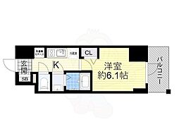 プレサンス塚本アクミリオン 1Kの間取図画像