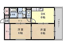 ハイネスヴェルデ姫島 2DKの間取図画像