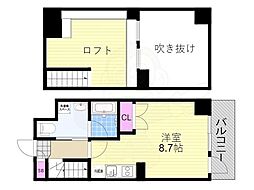 エスリード大阪シティーウエスト ワンルームの間取図画像
