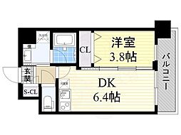 エステート御幣島 1DKの間取図画像