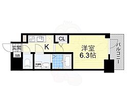 エスリード新北野グランリンク 1Kの間取図画像