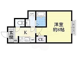 ブレーブエムズ 1Kの間取図画像