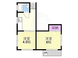グリーン花川 2DKの間取図画像