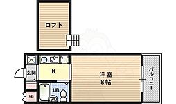 パッサージュ2 1Kの間取図画像