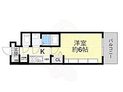プレサンスOSAKA姫里ヴィオン 1Kの間取図画像