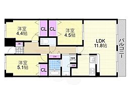 テレーズ神崎川 3LDKの間取図画像