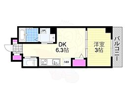 Mv.imp大阪塚本 1DKの間取図画像