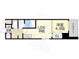 LaCASA新北野 1LDKの間取図画像