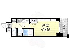 プレサンスOSAKA姫里ヴィオン 1Kの間取図画像